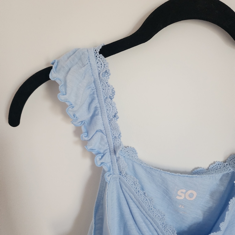 Blue Ruffle Smocked Crop Tank - Picture 10 of 12